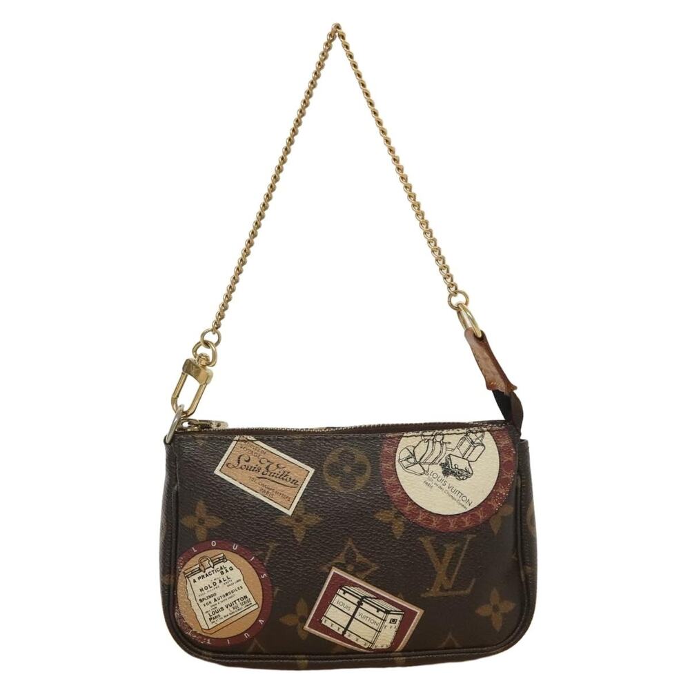 Louis Vuitton Monogram Patch Mini Pochette Accessoires Pouch Brown